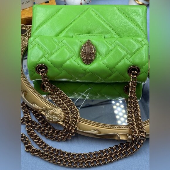 🆕 KURT GEIGER LONDON 🧿 NWOT Leather Mini Kensington Bag, Neon Green - Picture 11 of 15
